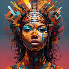 Colourful woman portrait - AI generated illustration