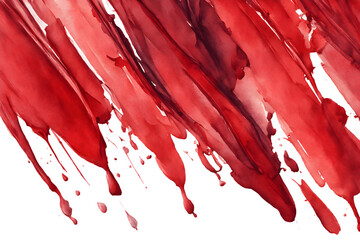 red paint brush strokes in watercolor on a transparent background