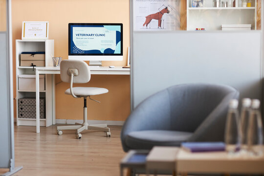 Desktop PC with furniture in veterinary office