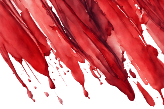 red paint brush strokes in watercolor on a transparent background