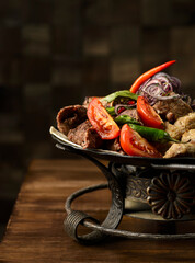meat kebab with vegetables for the company