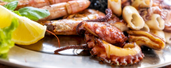 Roasted Mixed Seafood platter banner