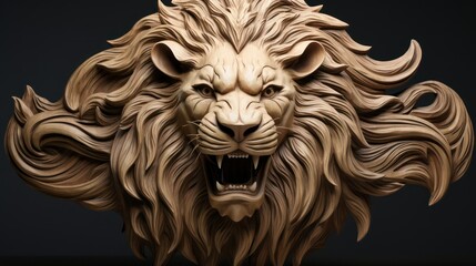 Obraz premium lion head on a black background