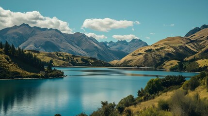 Fototapeta na wymiar lake in the mountains New Zealand landscape Nature 