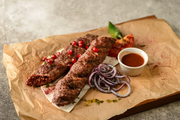 meat kebab with vegetables for the company
