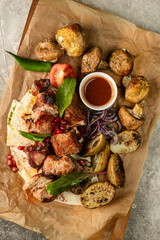 meat kebab with vegetables for the company
