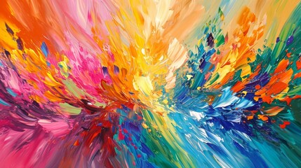 Explosion of Colors in Vibrant Abstract Painting