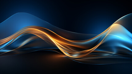 Abstract blue and gold waved shapes background