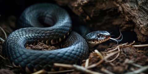 The deadly beauty: a black mamba coiled and ready to strike. 