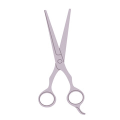 Metal hairdressing scissors on  white background