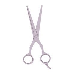 Metal hairdressing scissors on  white background