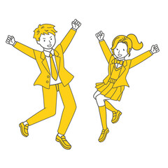 ジャンプしている学生のイラスト