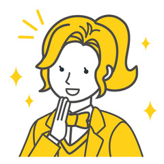 ポニーテールの学生のイラスト