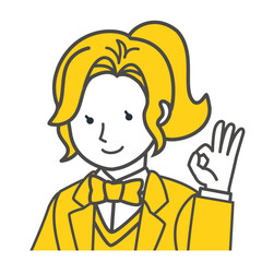 ポニーテールの学生のイラスト