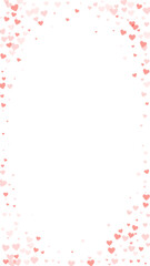 Red hearts scattered on white background.