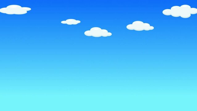 Seamless Cartoon Sky With Clouds 4k Animation Stock Footage