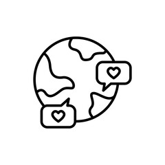 Love earth outline icons, minimalist vector illustration ,simple transparent graphic element .Isolated on white background