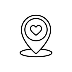 Love location outline icons, minimalist vector illustration ,simple transparent graphic element .Isolated on white background