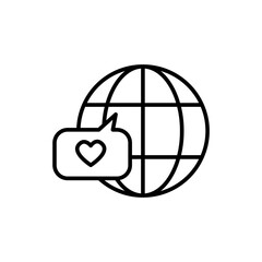 Online love outline icons, minimalist vector illustration ,simple transparent graphic element .Isolated on white background