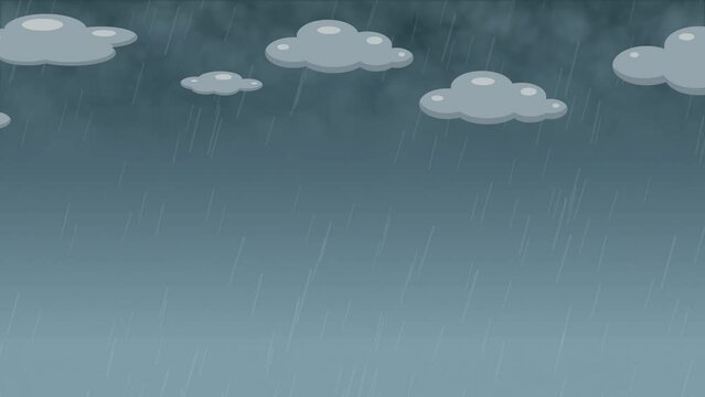 Cartoon Rainy Sky With Lightning Changing To Sunny Bright Sky 4k Animation Stock Footage