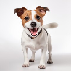 Happy Jack Russell on a white background