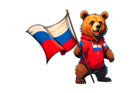 Funny Bear Wearing Russian Flag (PNG 10800x7200)