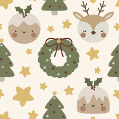 Christmas theme cute seamless pattern - 704878613