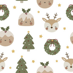 Christmas theme cute seamless pattern