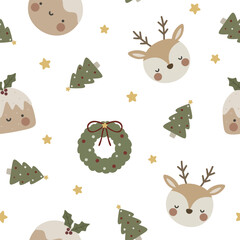 Christmas theme cute seamless pattern - 704878632