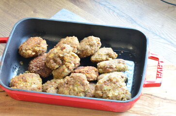 a traditional Czech dish of fried meatballs, minced meat with vegetables,