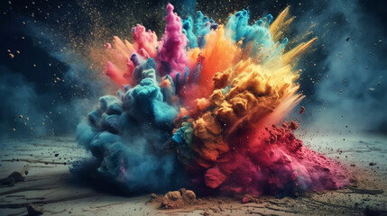 Clouds of colorfull holy powder.