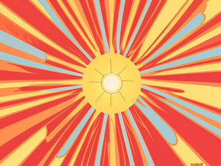 pop art comic zoom background with sunburst vector on yellow and red