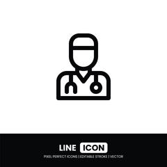 Doctor icon pixel perfect | Vector outline illustration