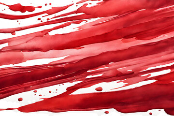 red paint brush strokes in watercolor on a transparent background