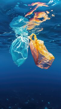 Plastic pollution in the ocean. 