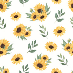 Yellow Sun Seamless Pattern Flower Frame Background