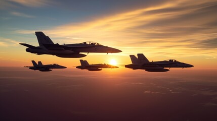 F18 Super Hornet at sunset, Wallpaper, Generative AI