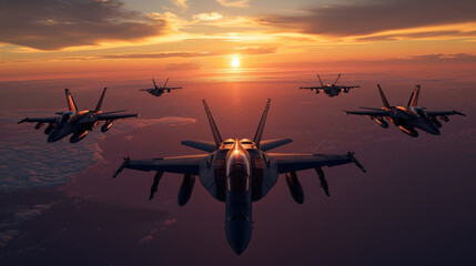 F18 Super Hornet at sunset, Wallpaper, Generative AI