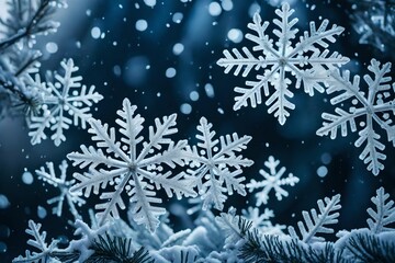 snowflakes on blue background