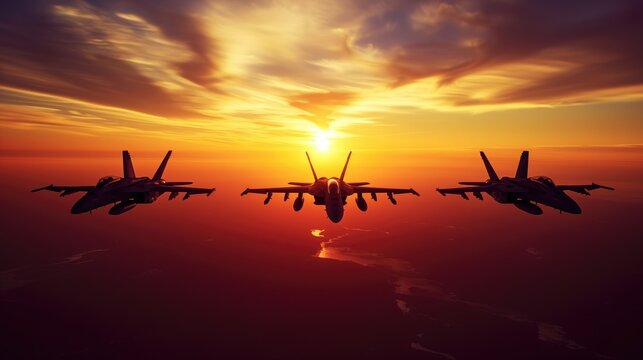 F18 Super Hornet at sunset, Wallpaper, Generative AI