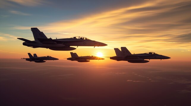 F18 Super Hornet at sunset, Wallpaper, Generative AI