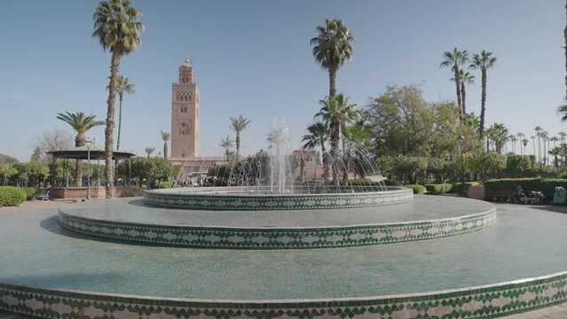 Minaret de la Koutoubia Kutubiyya Mosque from Parc Lalla Hasna Marrakesh, Morocco