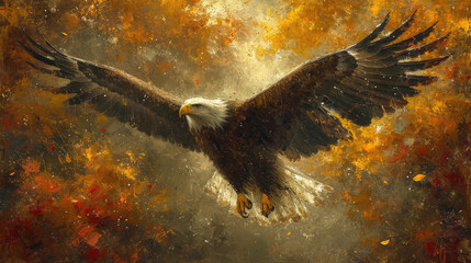 Native American Lore: Amber Eagle Oil Painting