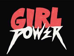 Girl power vector illustration in cute cartoon style. Hand drawn lettering text inscription. - 704887020