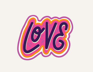 Love hand drawn text with a heart symbol. Vector illustration. - 704887078