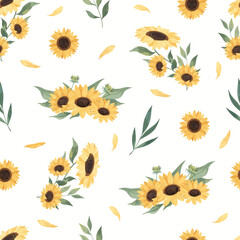 Yellow Sun Seamless Pattern Flower Frame Background