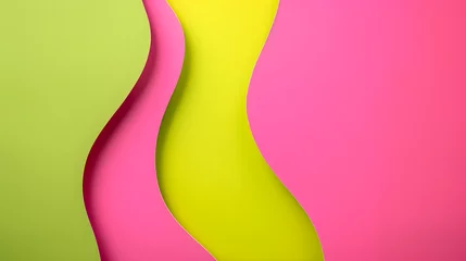 Foto op Canvas Fuchsia neon green pink vibrant shapeless flat abstract tech colorful background © BeautyStock