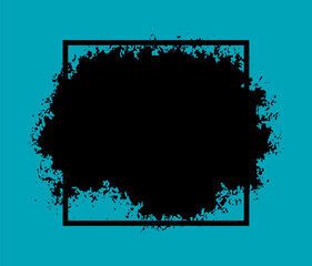 Obraz premium a black square with a black paint splatter in the middle, vintage brush stroke vector, abstract grunge background with frame