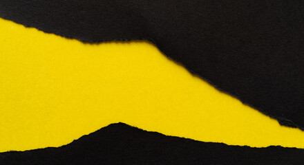 破れた黒い紙に黄色背景