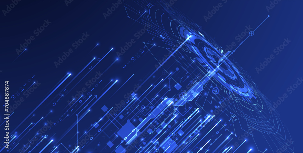 Poster Handmade abstract technology concept. Circuit board, high computer color background. Vector illustration with space for content, web - template, business tech presentation.